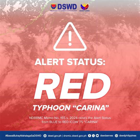 ndrrmc alert today|NDRRMC on red alert for Carina, Habagat .